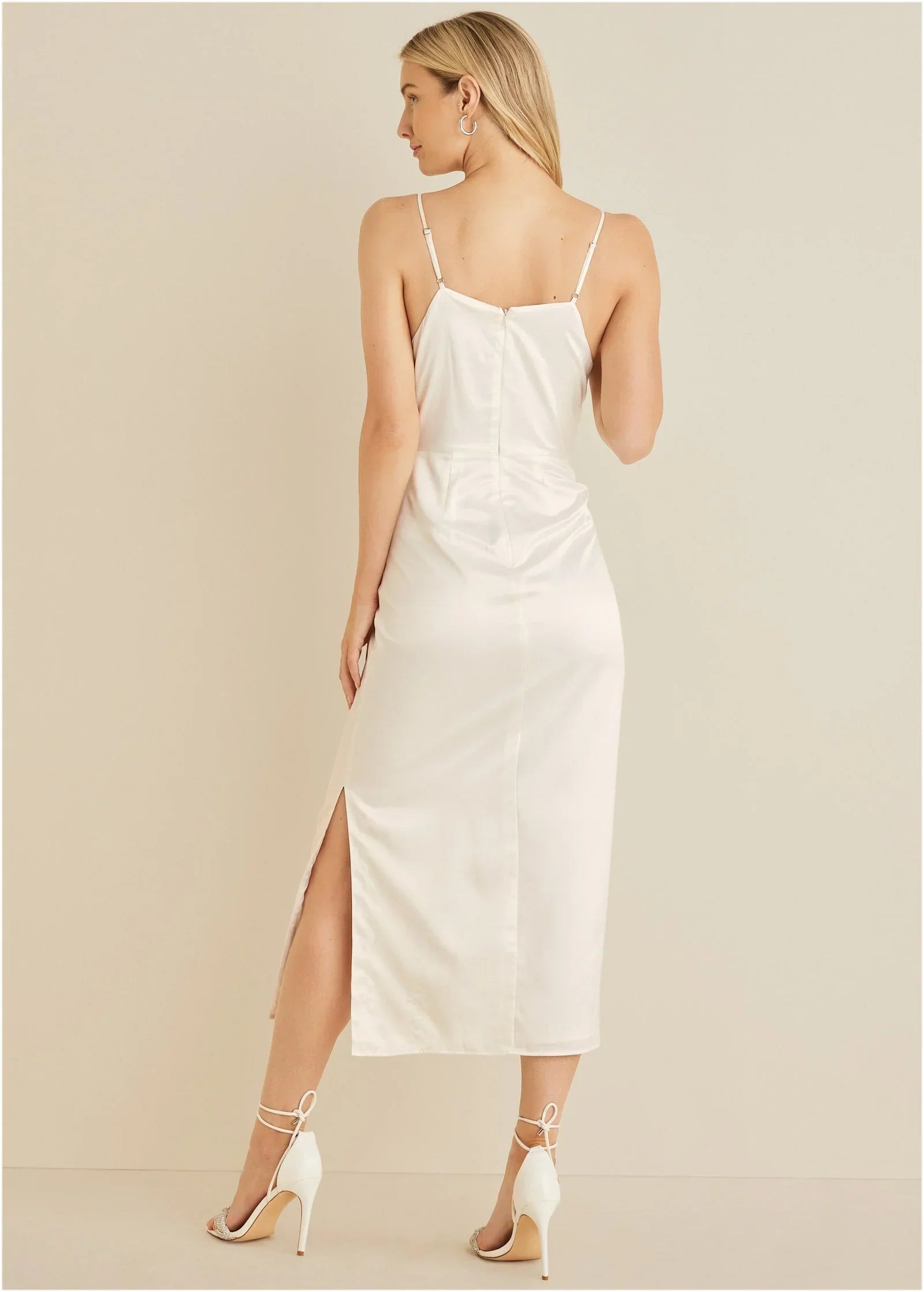 Cowl Neck Slip Dress Off White
