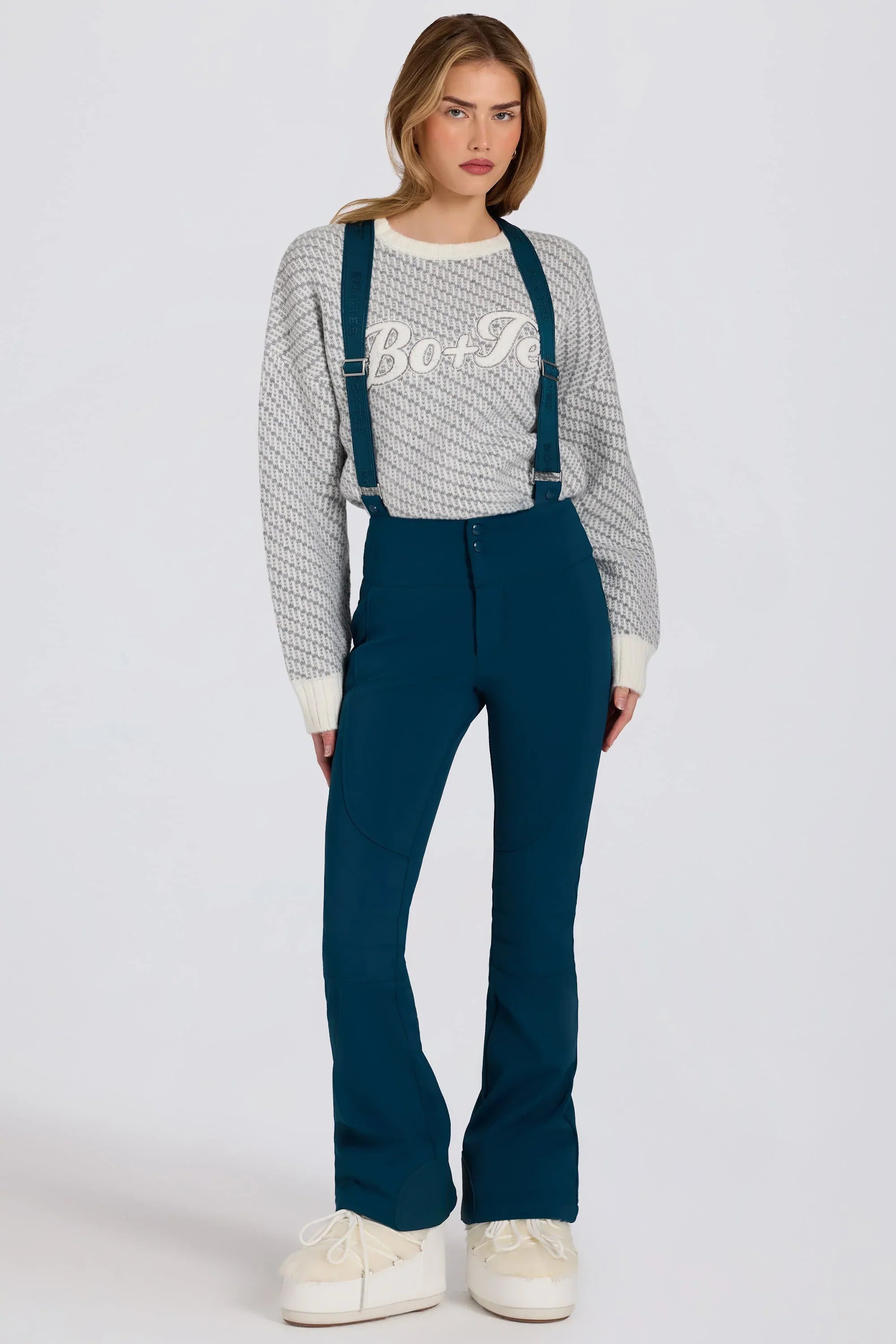 Waterproof High Rise Salopettes with Suspenders in Teal