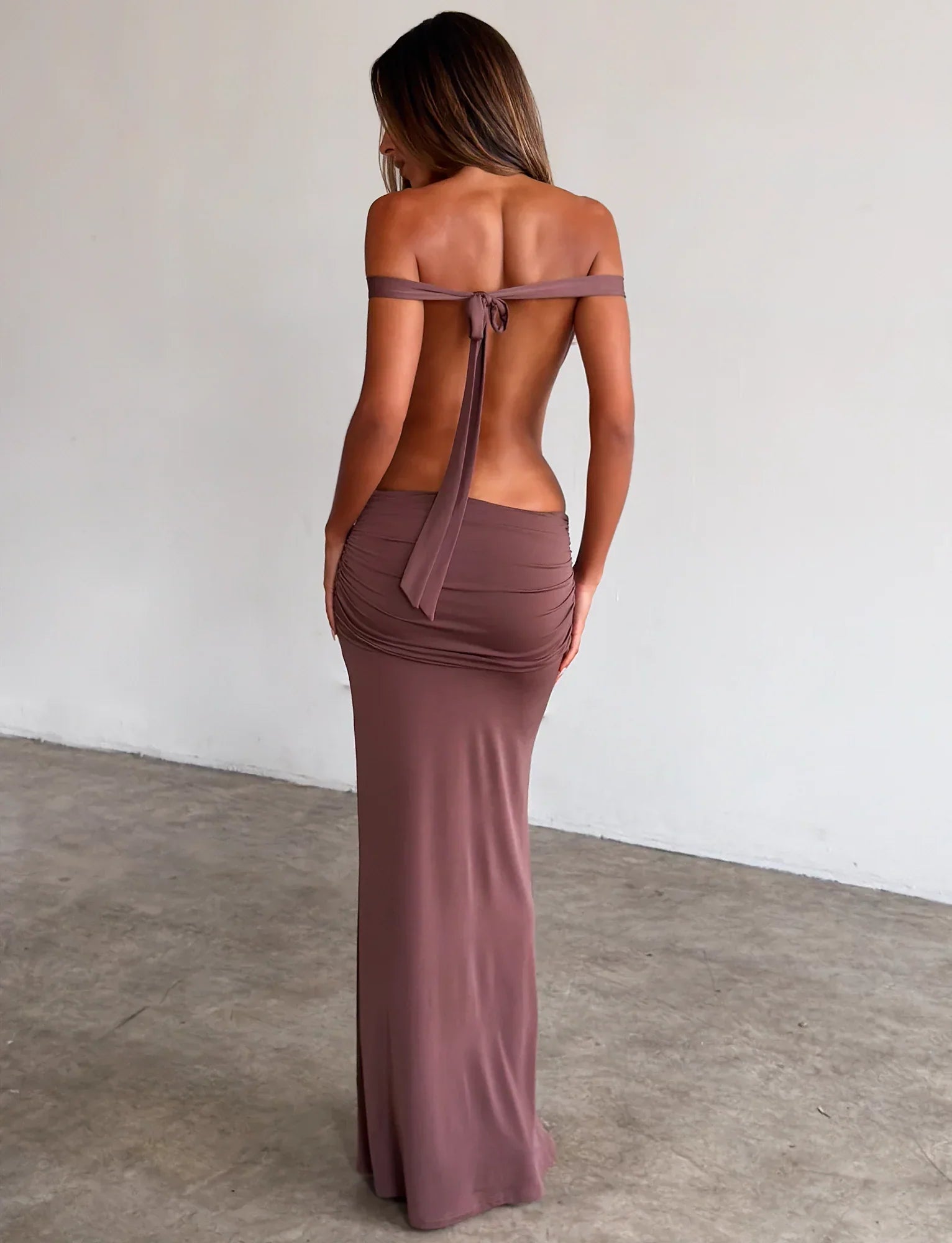 IOLLA STRAPLESS MAXI DRESS MOCHA