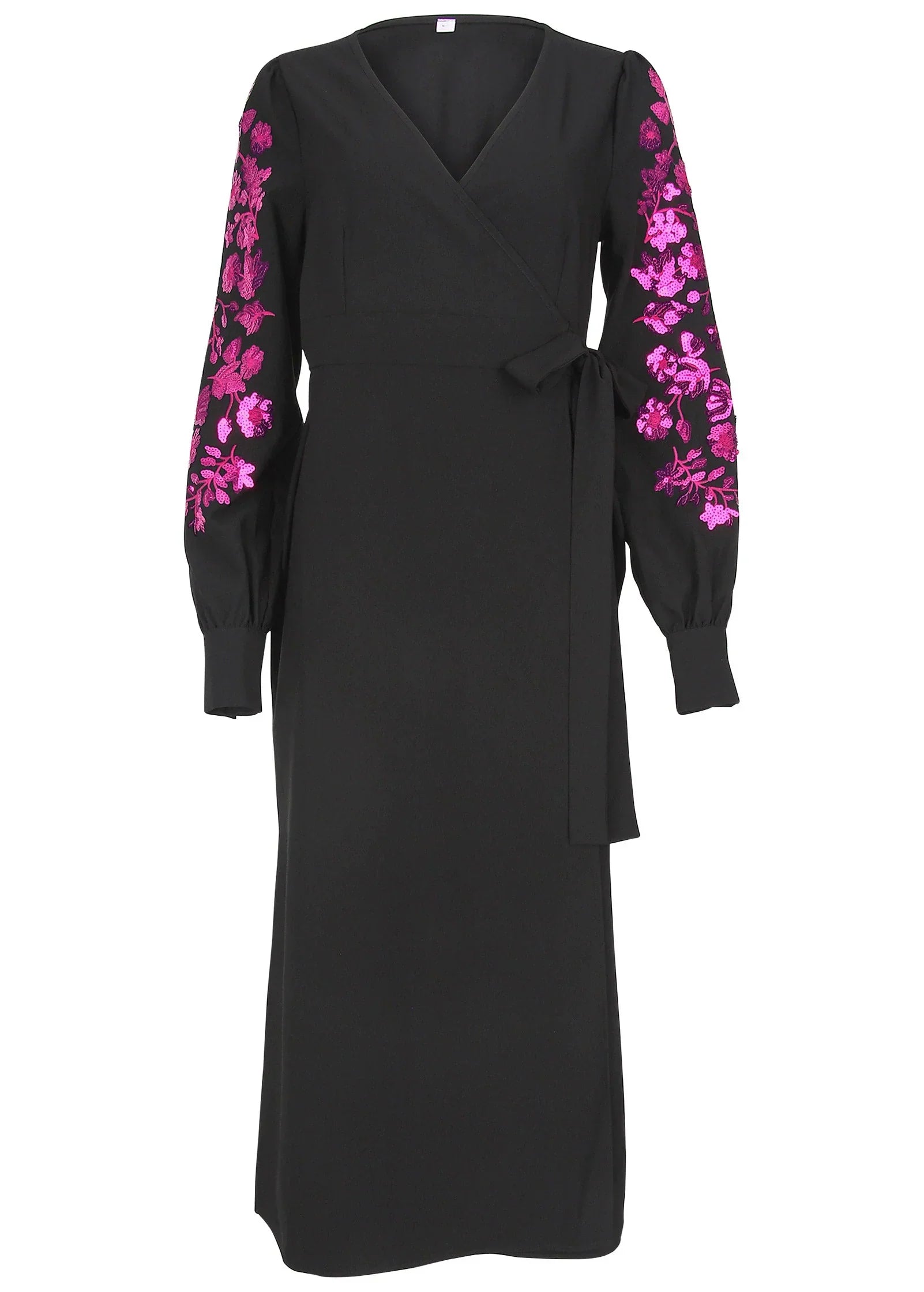 Floral Sequin Maxi Dress Black Multi