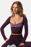 Soft Active Twist Front Crop Top in Plum
