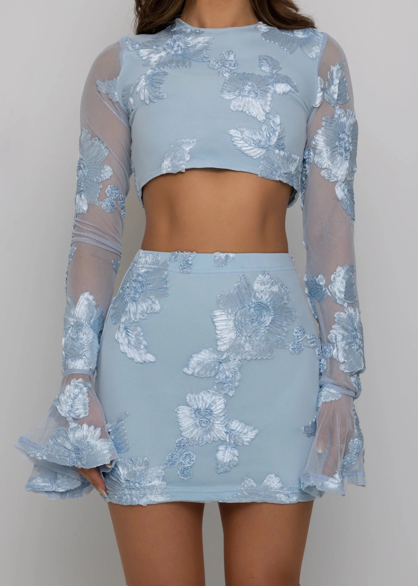 Love Ignited Long Sleeve Two Piece Blue