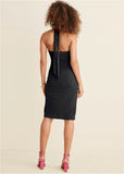 Halter Wrap Dress Jet Black