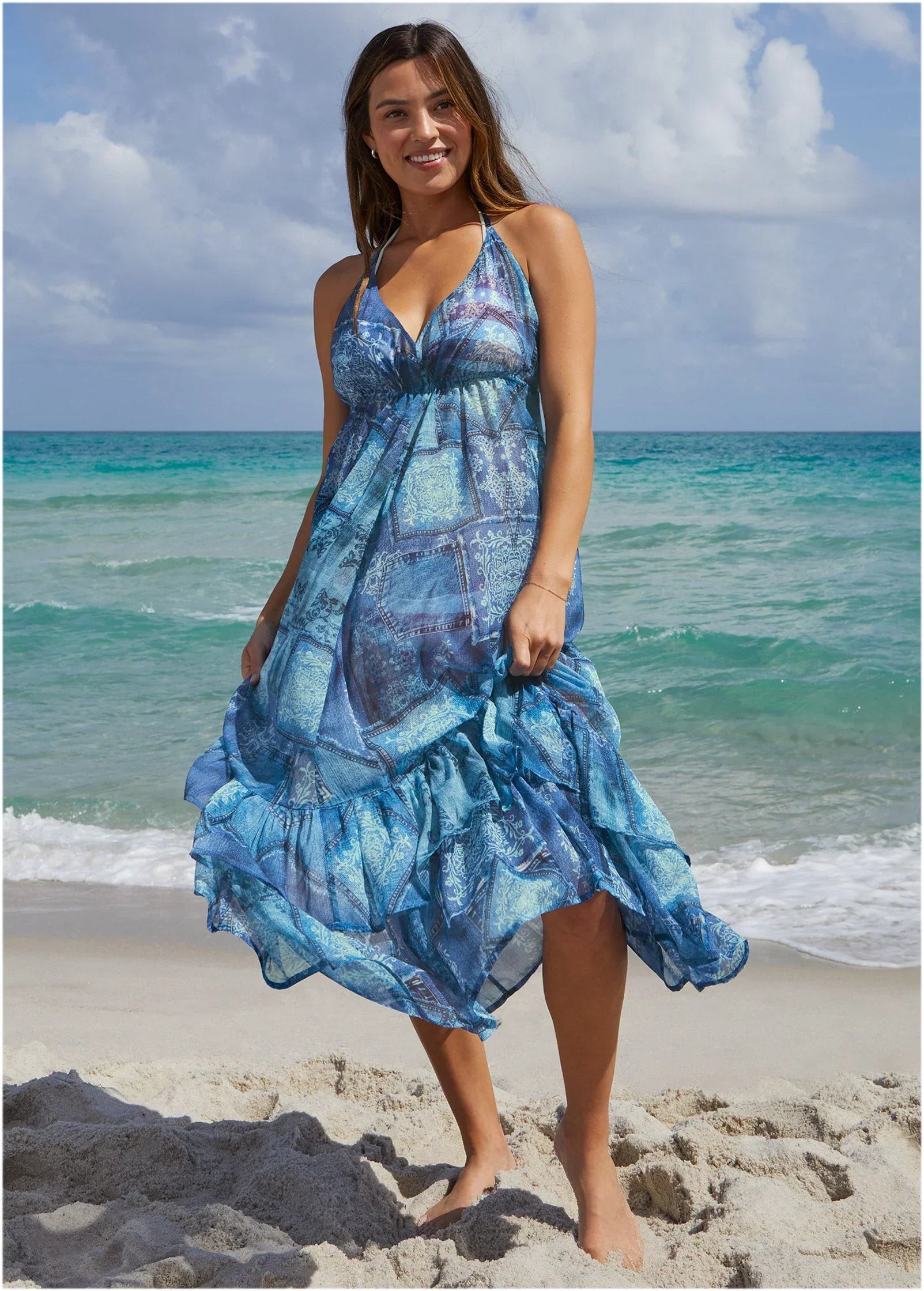 Cover Up Dress Denim Patchwork