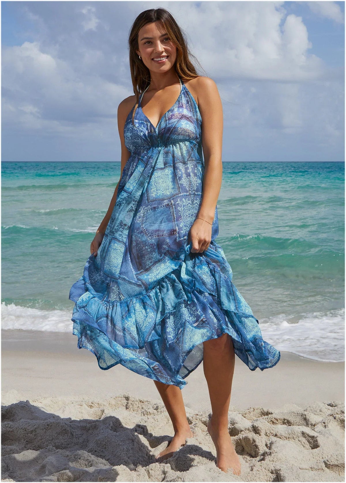 Cover Up Dress Denim Patchwork