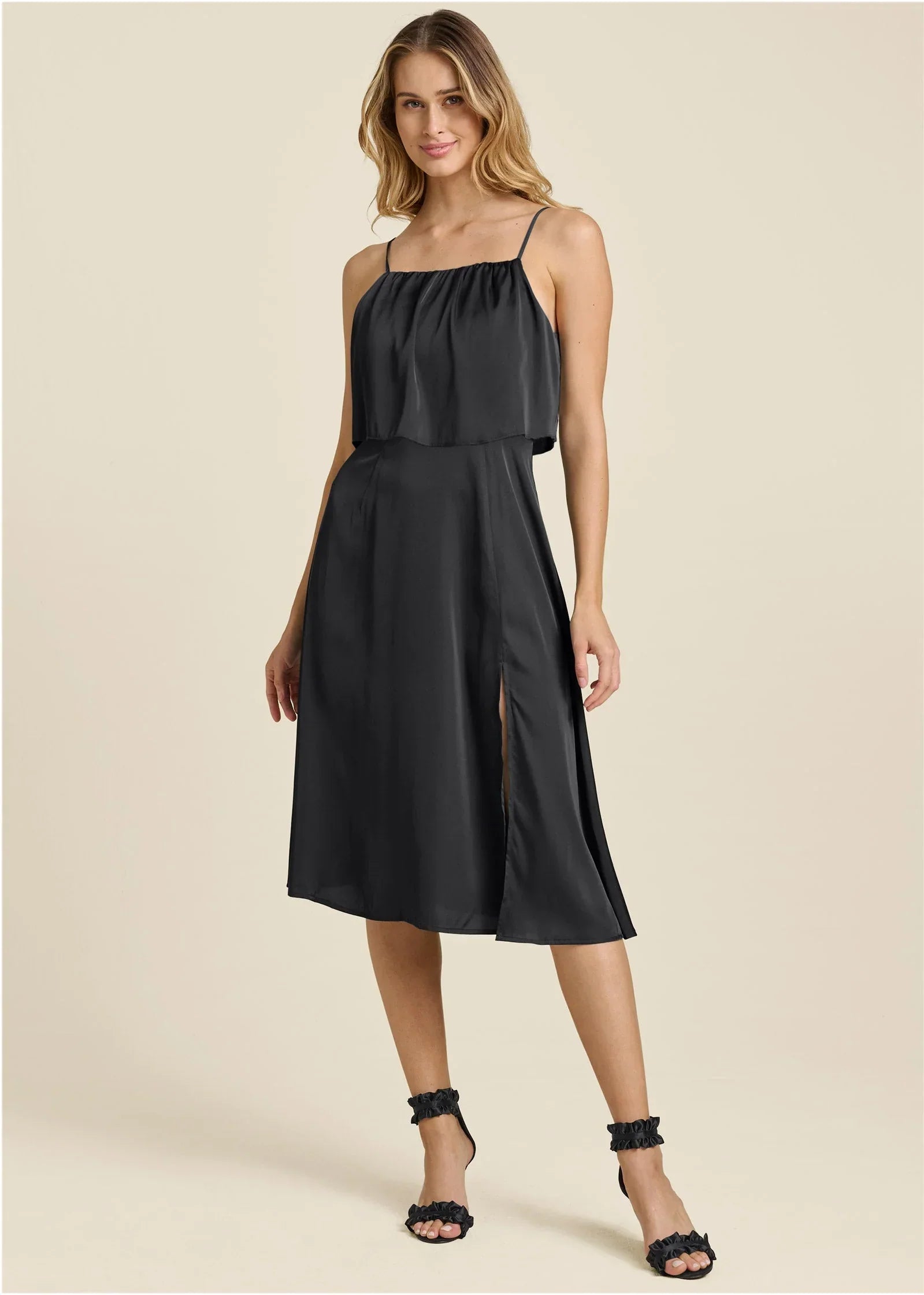 Overlay Midi Dress Jet Black