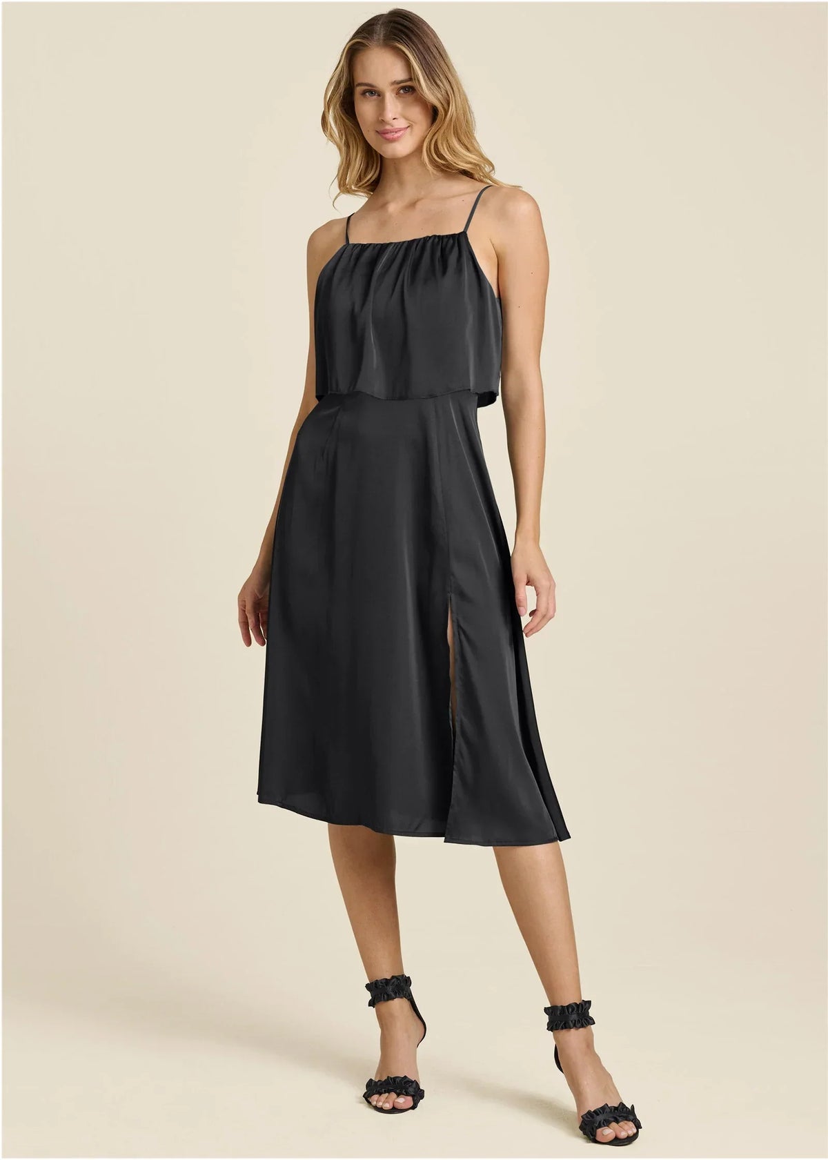 Overlay Midi Dress Jet Black