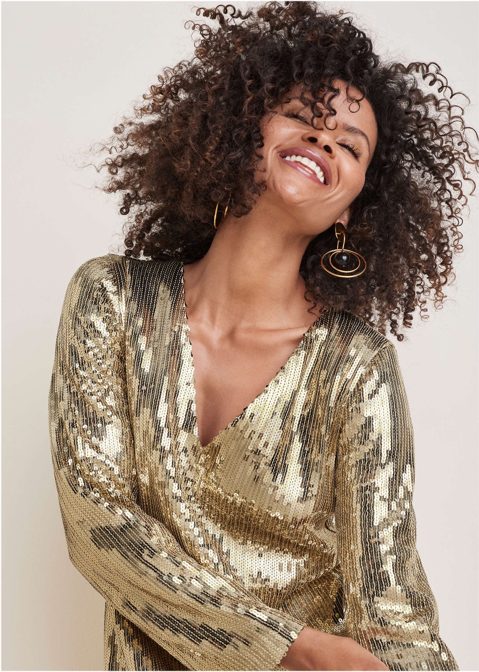 Sequin Long Sleeve Mini Dress Gold
