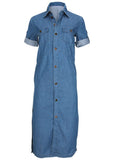 Denim Midi Shirt Dress Medium Wash