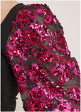 Sheer Sequined Sleeve Top Black Pink