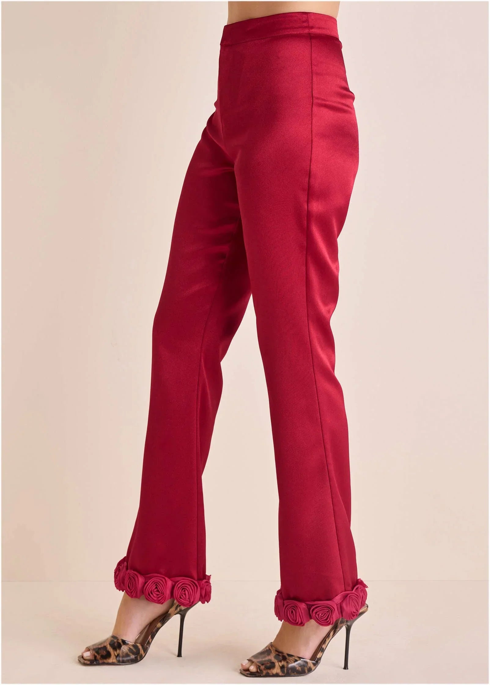Rose Trim Trouser Dark Red