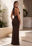 Superior Taste Halter Maxi Dress Brown