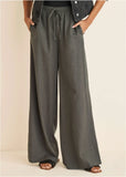 Linen Wide Leg Pant Olive