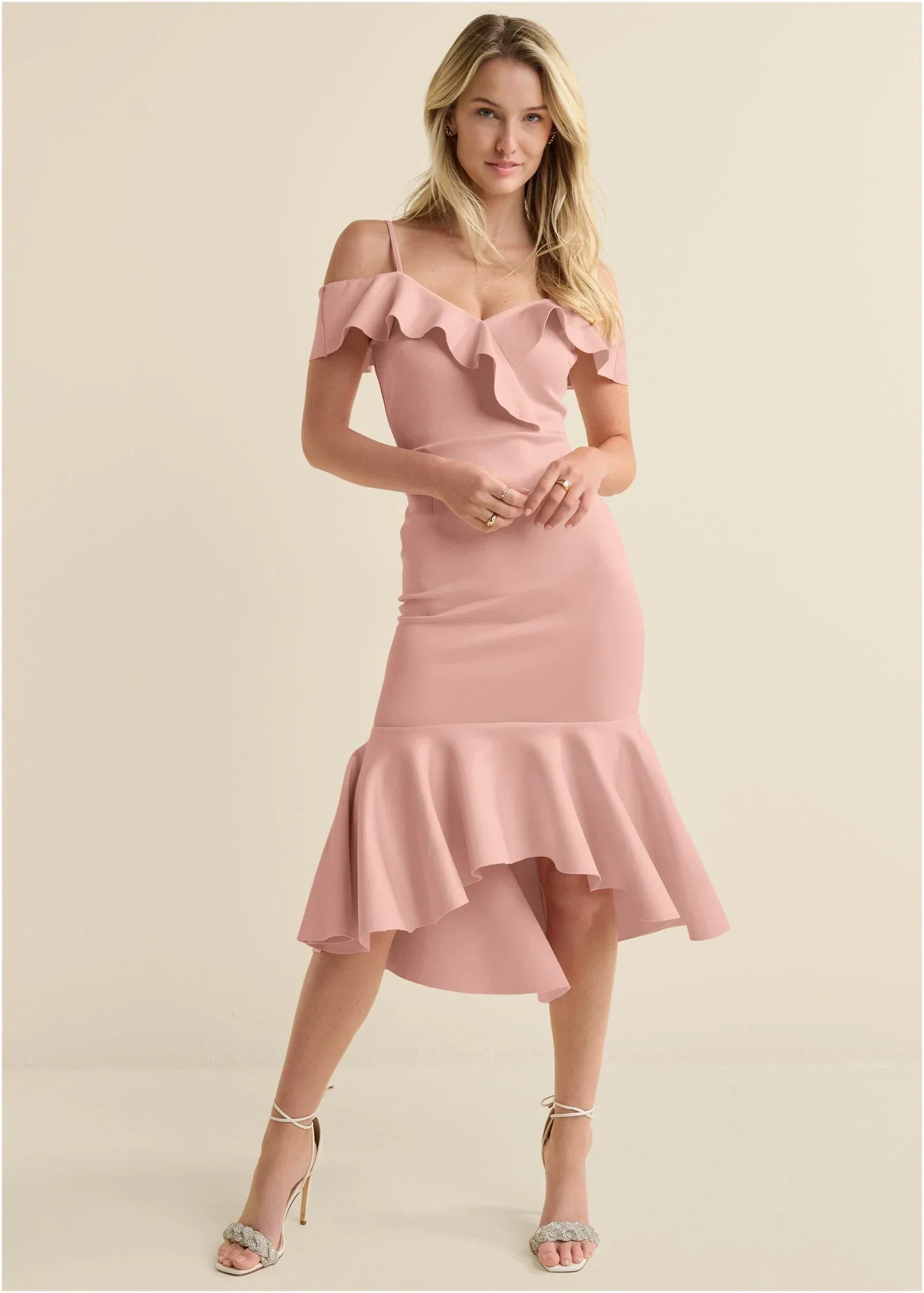 Ruffle Midi Dress Blush