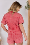 Savannah Leigh Red Button Up Denim Romper