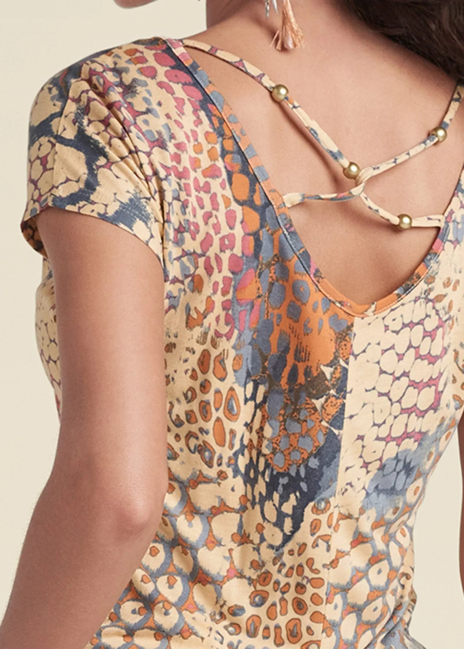 Abstract Mirage V Neck Romper Orange Multi