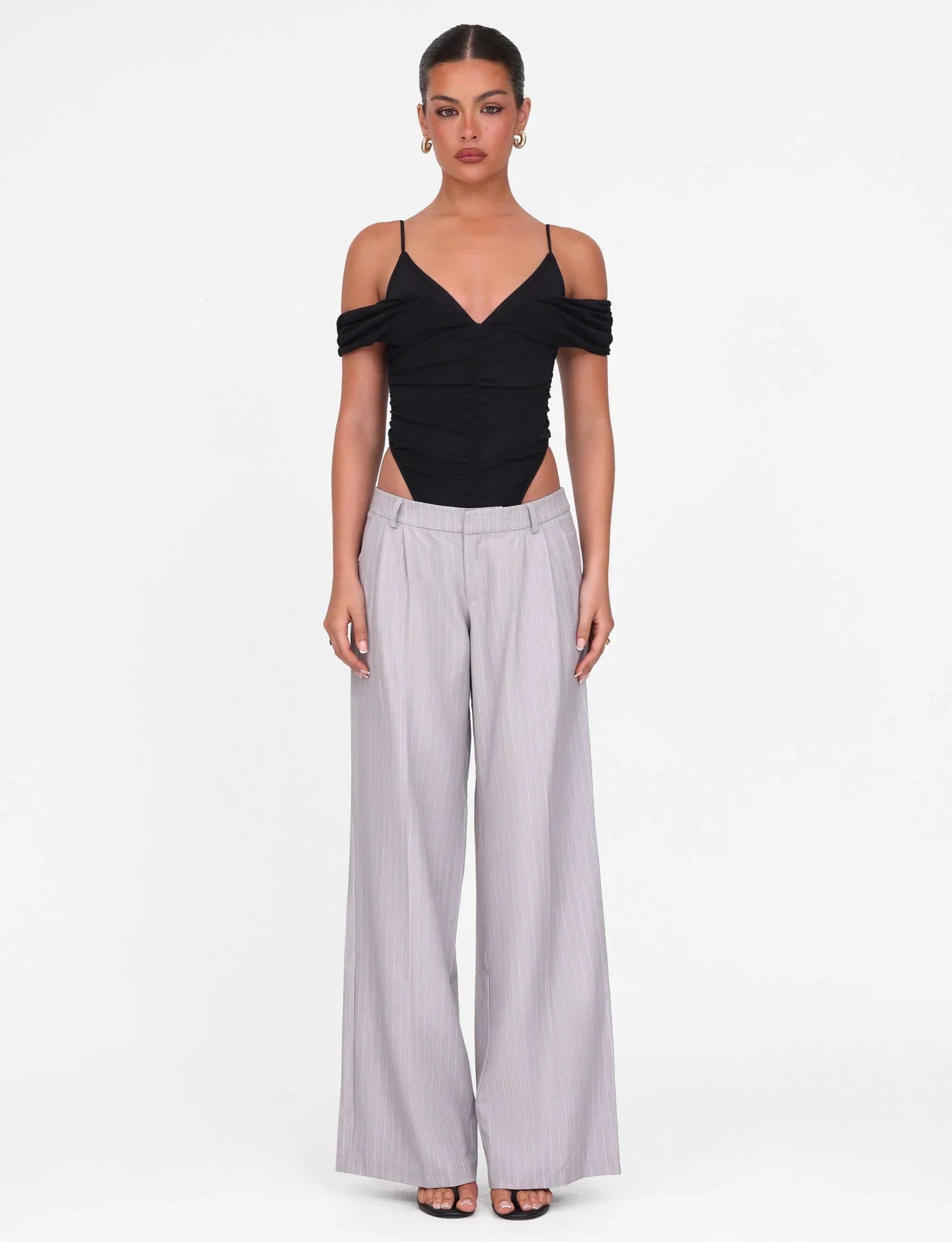 AMBERLY SUIT PANT GREY PINSTRIPE GREY PINSTRIPE