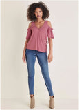 Cold Shoulder Wrap Blouse Heather Rose