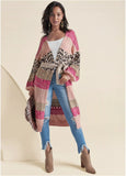 Mixed Print Belted Duster Pink Multi