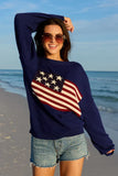 Home Of The Free Navy Textured Flag Sweater