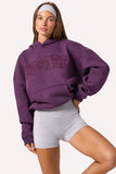 Embroidered Oversized Hoodie in Plum