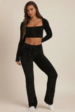 Fluffy Knit Wide Leg Trousers in Black