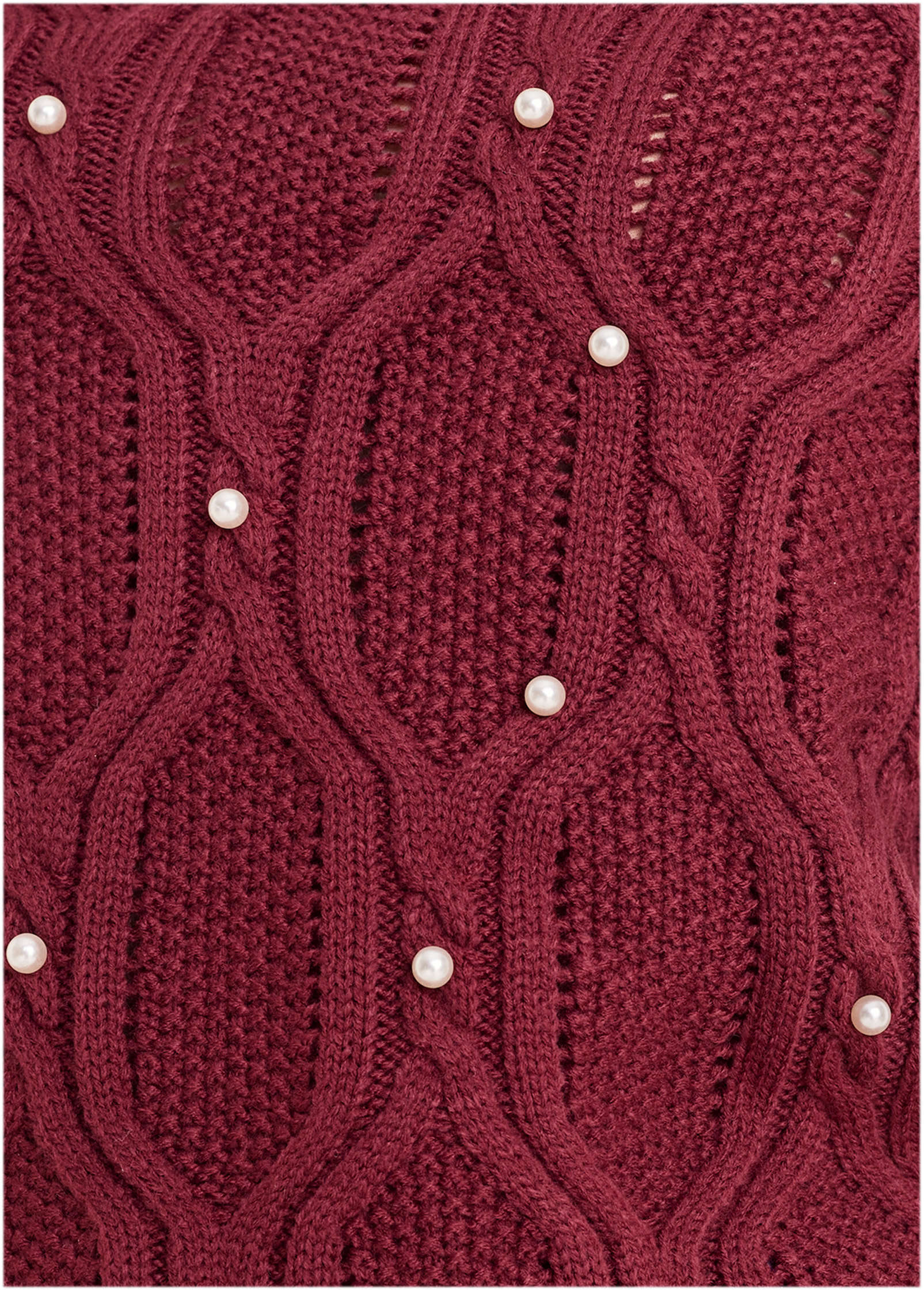 Pearl Detail Sweater Wine