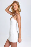 Bow Detail Pleated Mini Dress in White