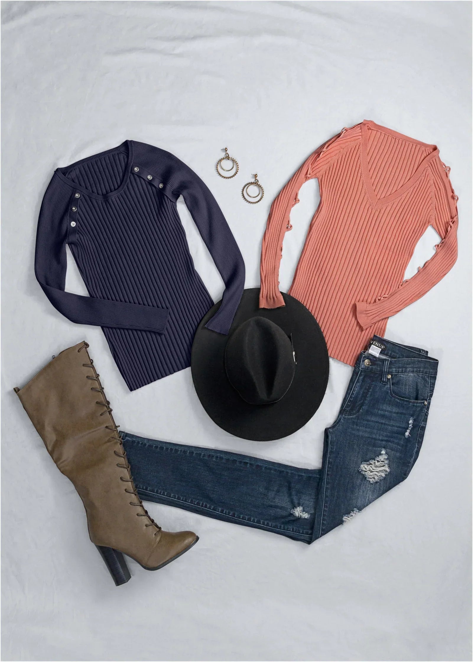 Ripped Skinny Jeans Dark Wash
