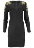 Embellished Scuba Dress Jet Black