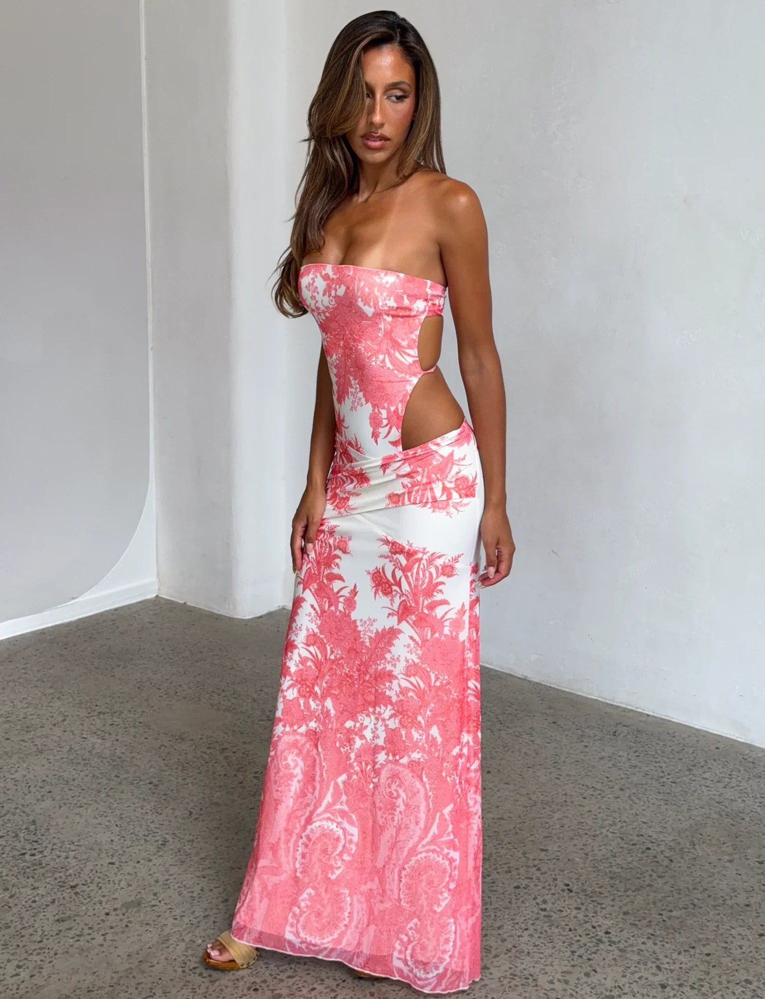 POPPI MAXI DRESS CORAL TAPESTRY