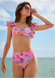 Ruffle Bandeau Bikini Top Sunset Medley