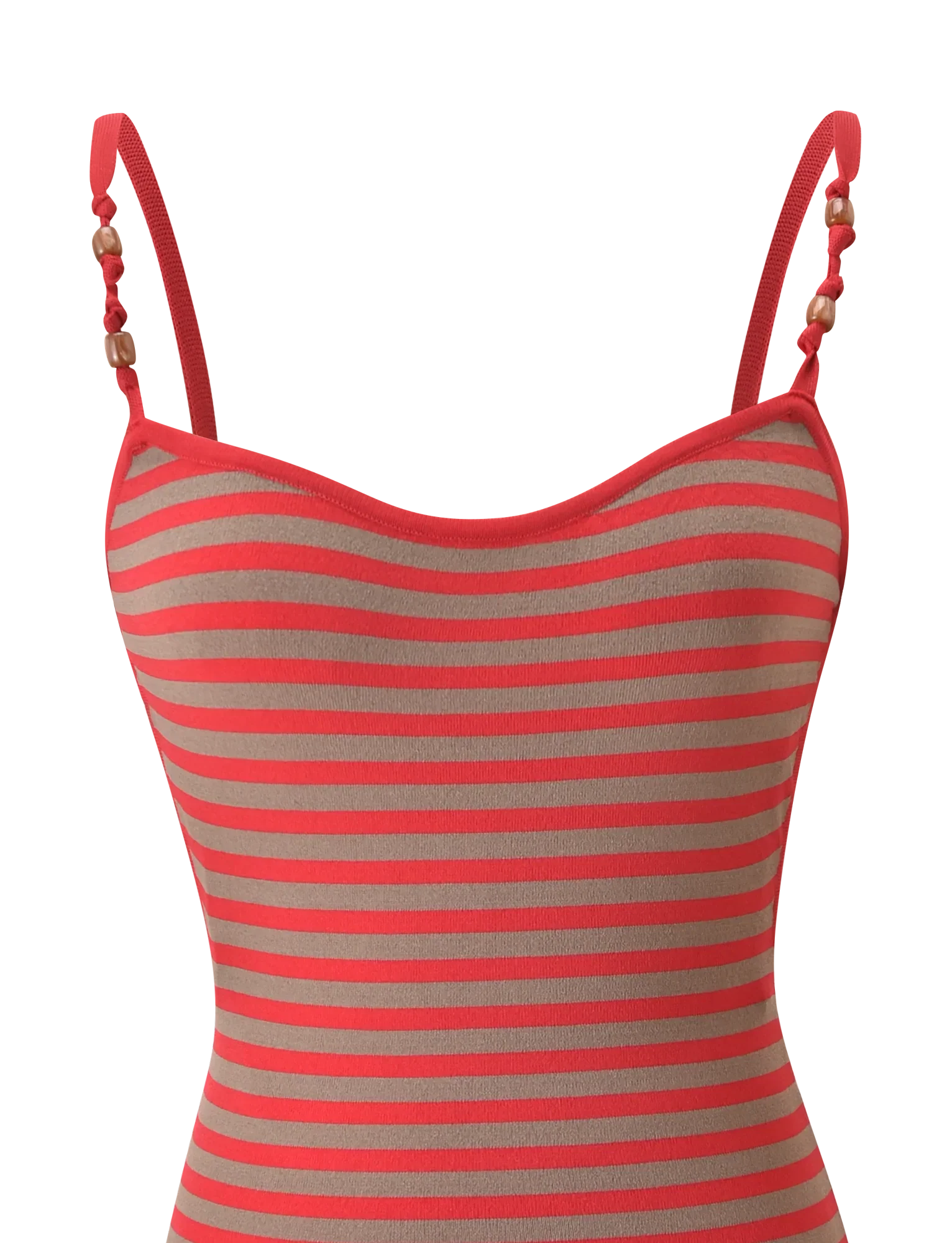 REVERIE KNIT BEADED MINI DRESS RED MUSHROOM STRIPE