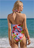 Sicily Halter Tankini Top Strawberry Floral