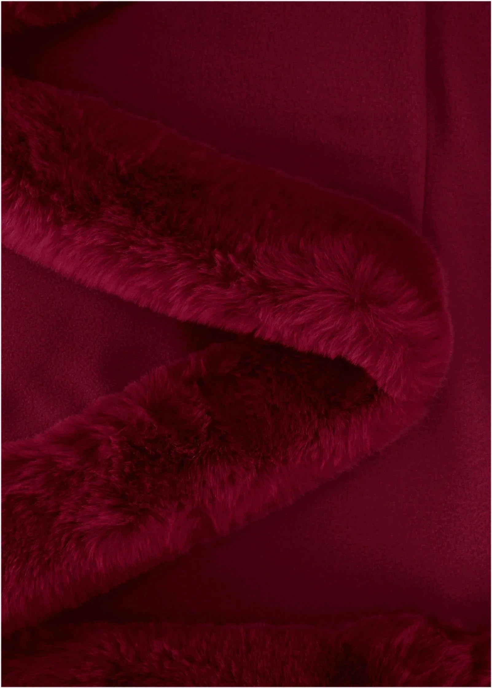 Fur Trim Wrap Shawl Red
