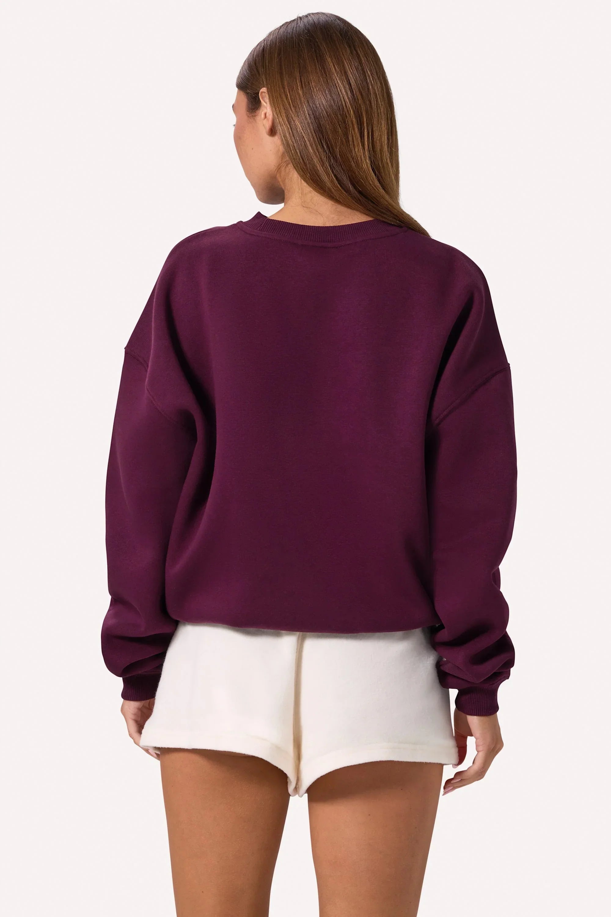 Oversized Crew Neck Jumper in Burgundy