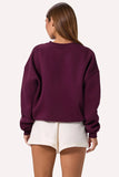 Oversized Crew Neck Jumper in Burgundy