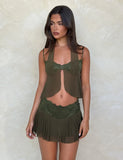 ADELINA TOP GREEN KHAKI GREEN IVORY