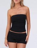 HARRIETT RIB TUBE TOP BLACK