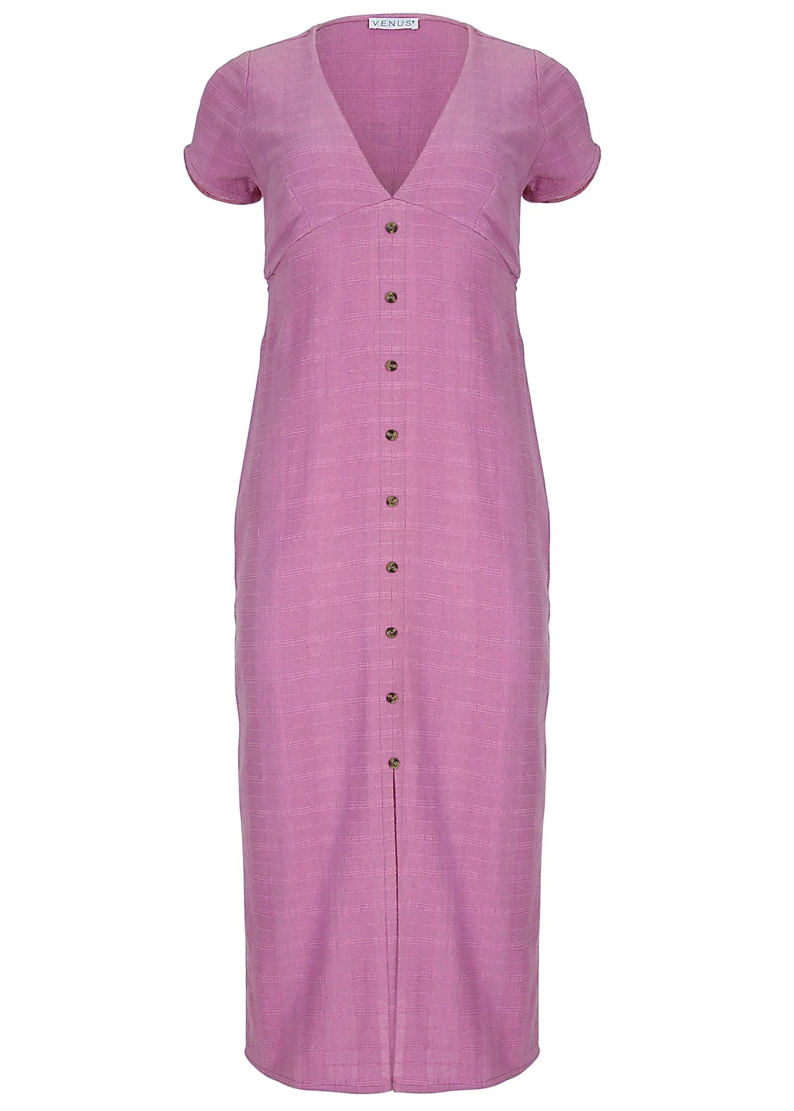 Linen Midi Dress Purple