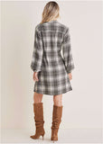 Brushed Plaid Dress White Black