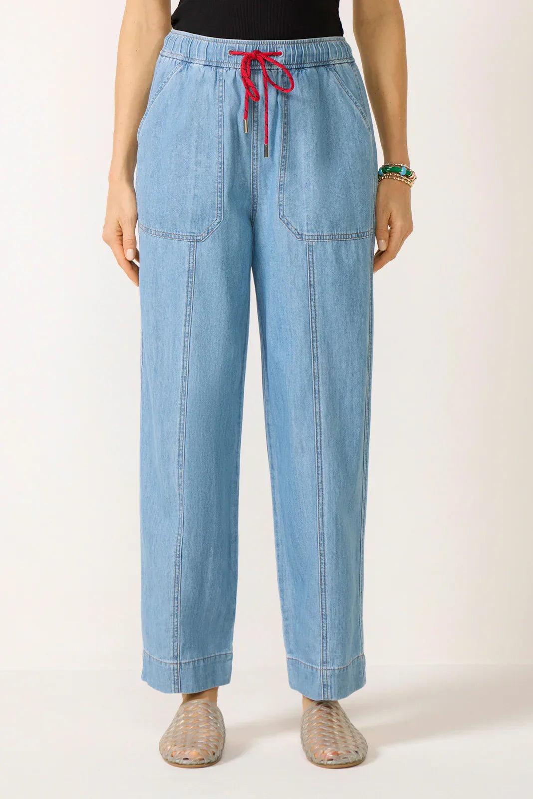 Soft Denim Pull On Taper Pant