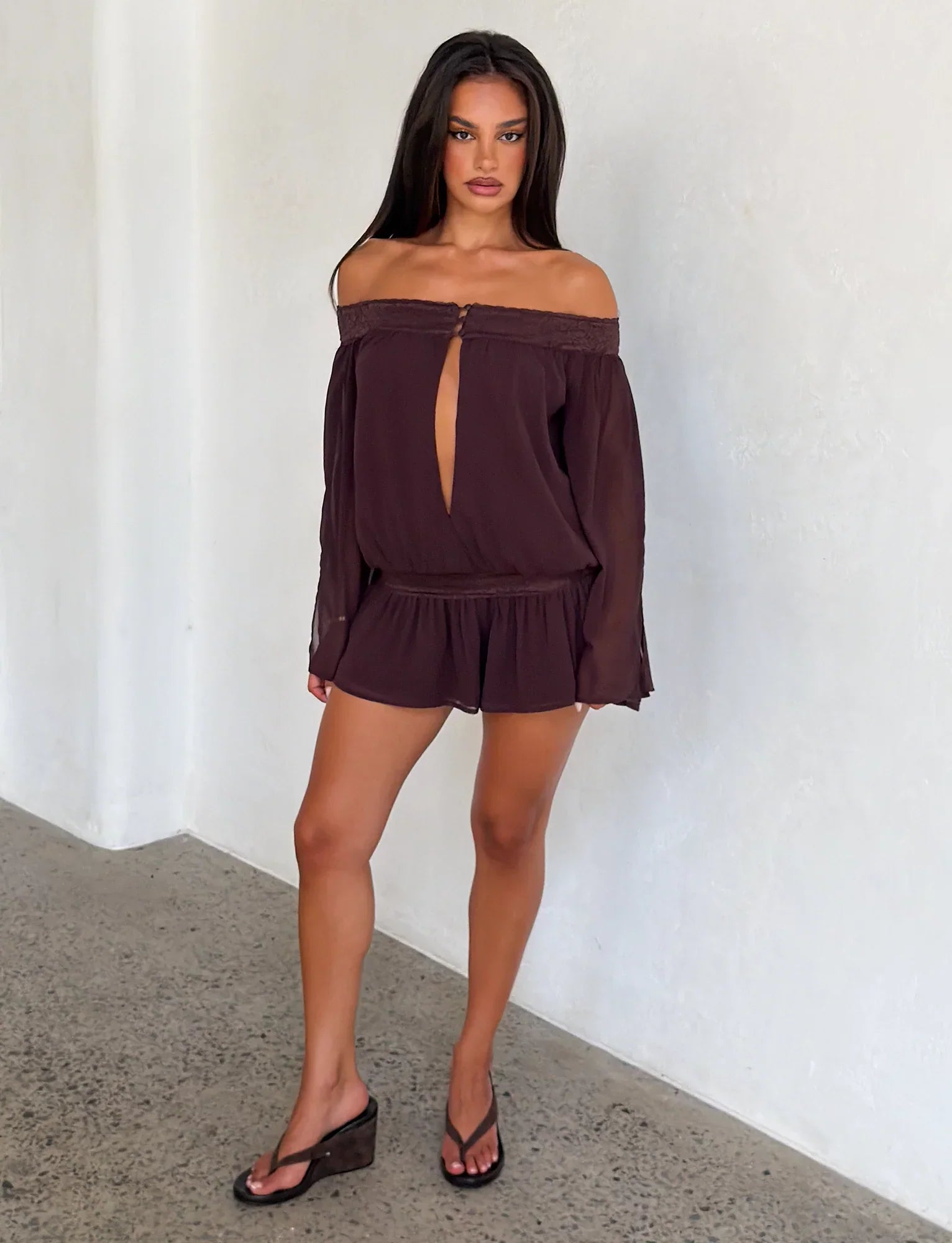 TESSIE PLAYSUIT BROWN