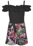 Off The Shoulder Romper Illuminated Jungle