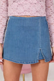 My Favorite Dark Wash Side Slit Denim Skort