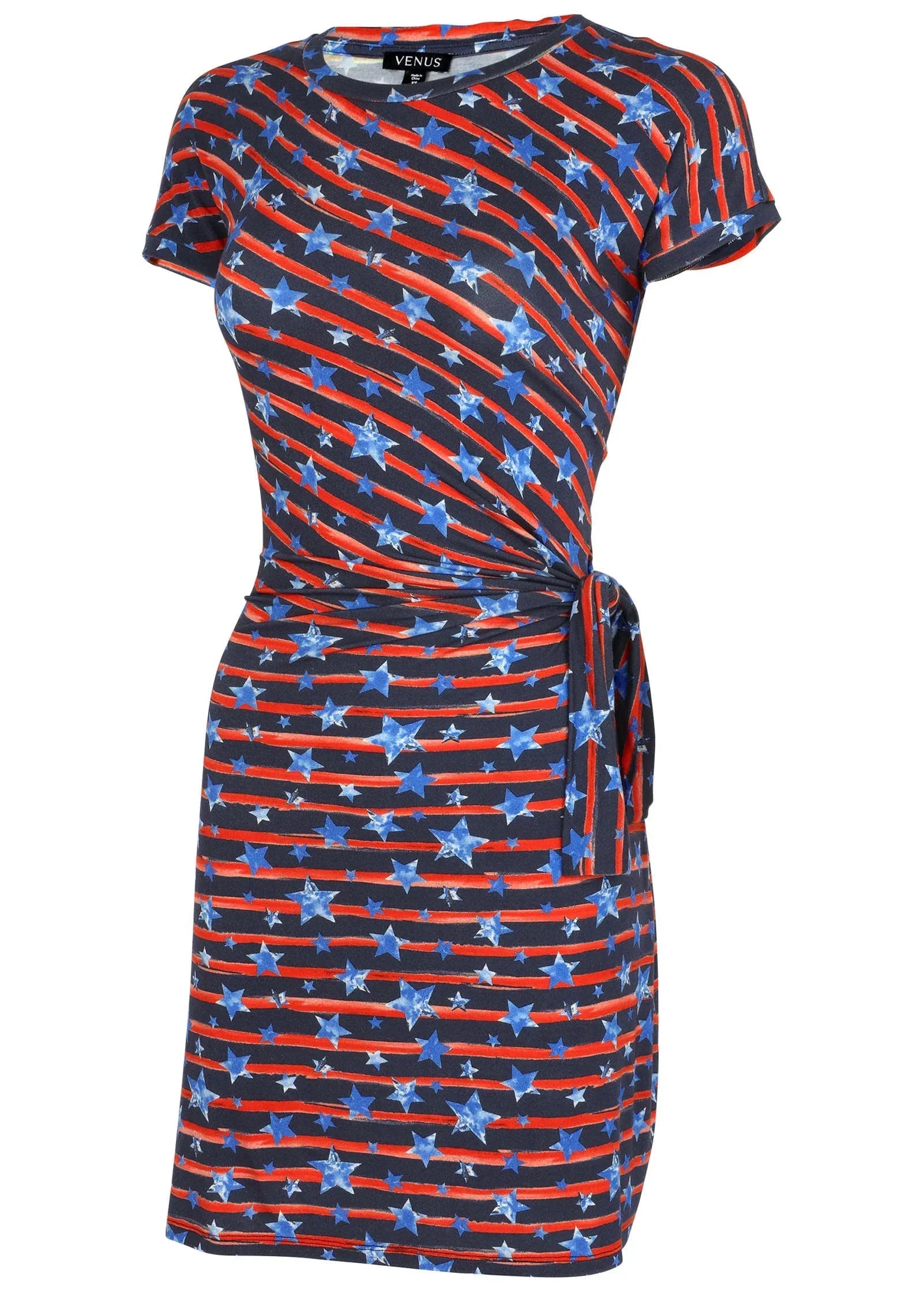 Tie Front T Shirt Dress Dark Gettysburg Gouache