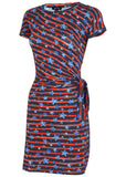 Tie Front T Shirt Dress Dark Gettysburg Gouache