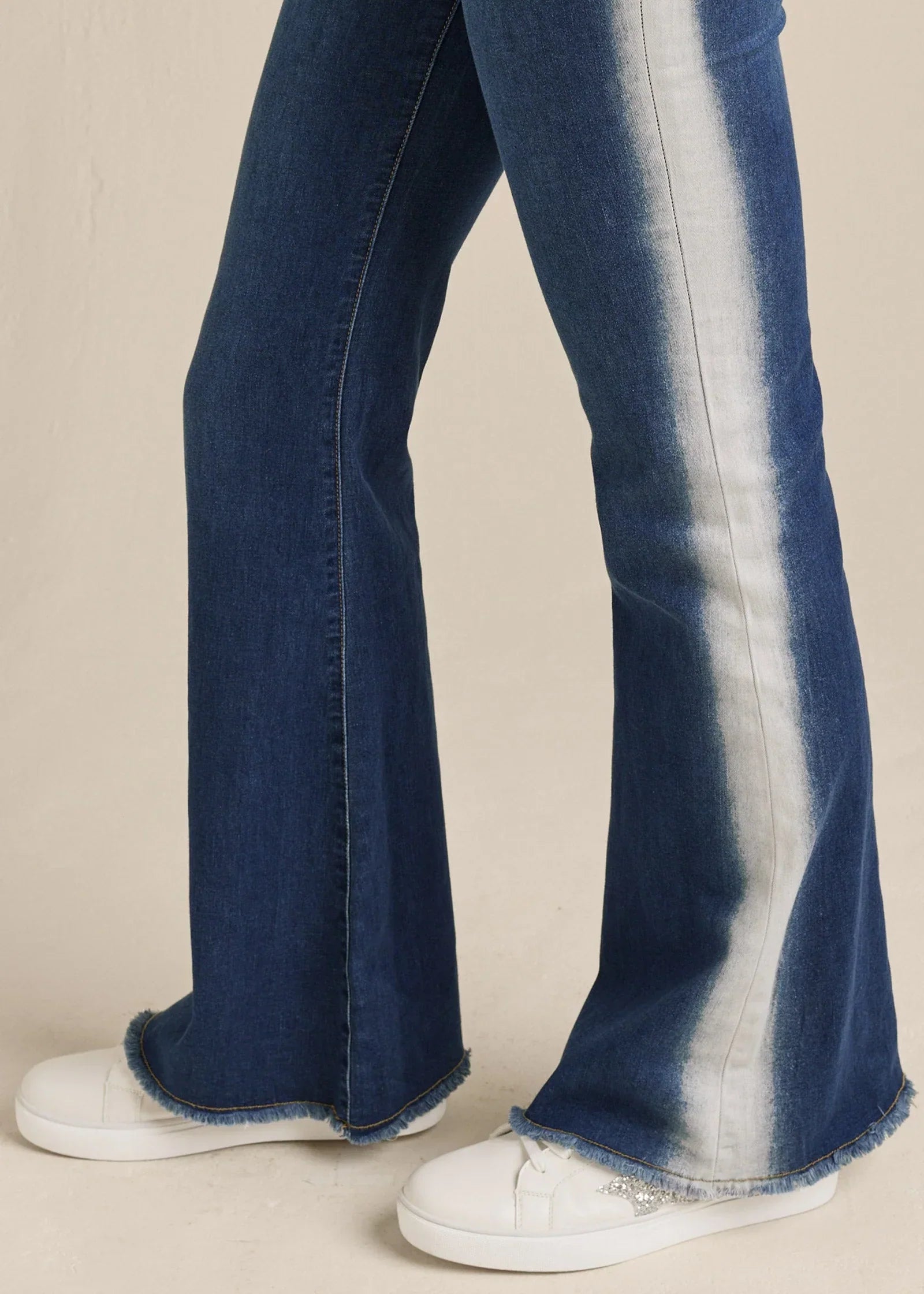 Side Stripe Flare Leg Jeans Denim Multi