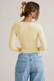 Modal Ruched Long Sleeve Top in Buttercream Yellow