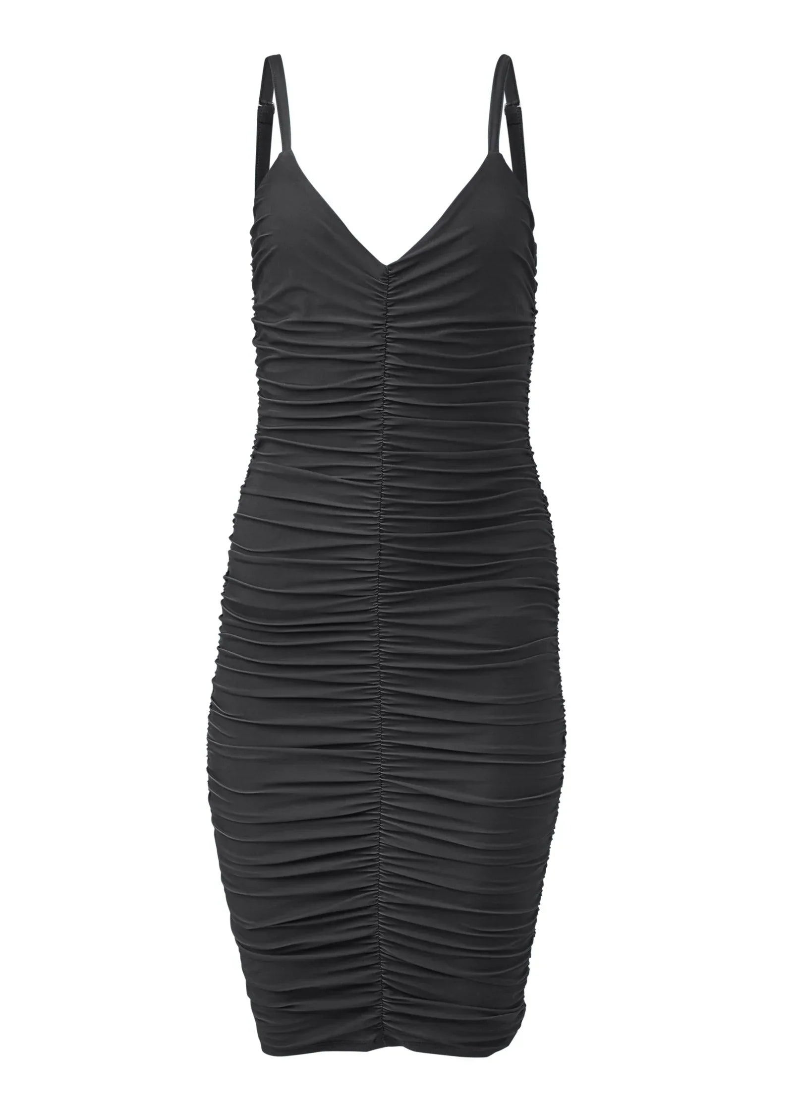 Ruched Mini Dress Jet Black
